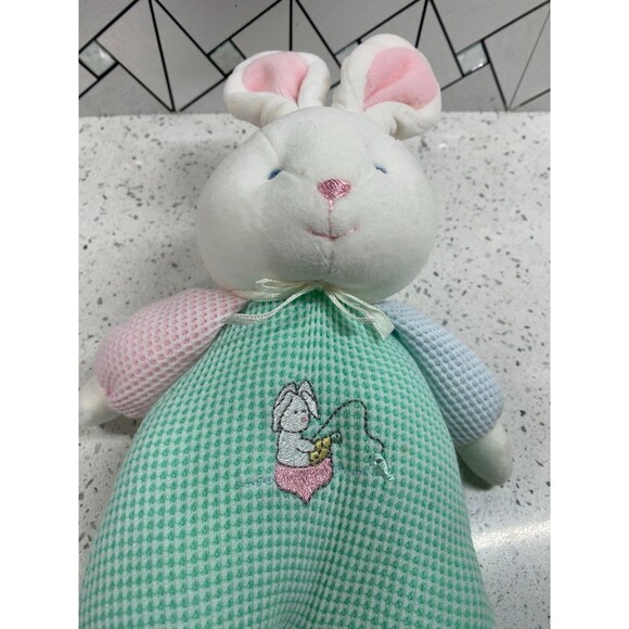 Vintage Carter’s Prestige Bunny Rabbit in Thermal Waffle Weave Fishing Plush Toy - Picture 4 of 9